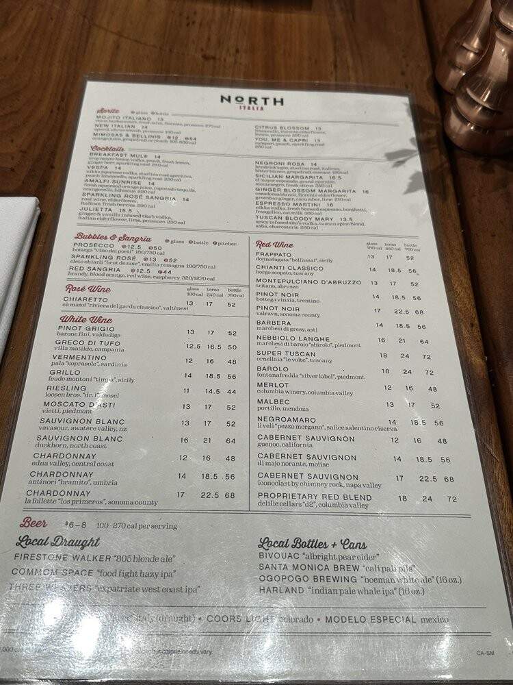 North Italia - Santa Monica, CA menu_pic