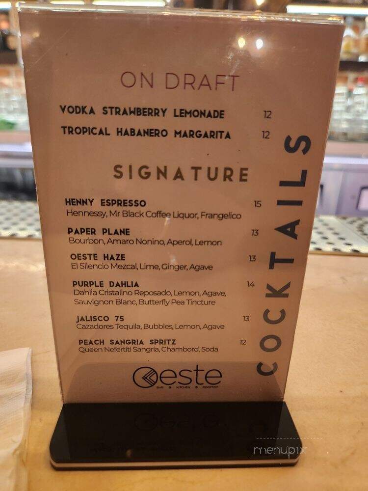 Oeste - Oakland, CA menu_pic