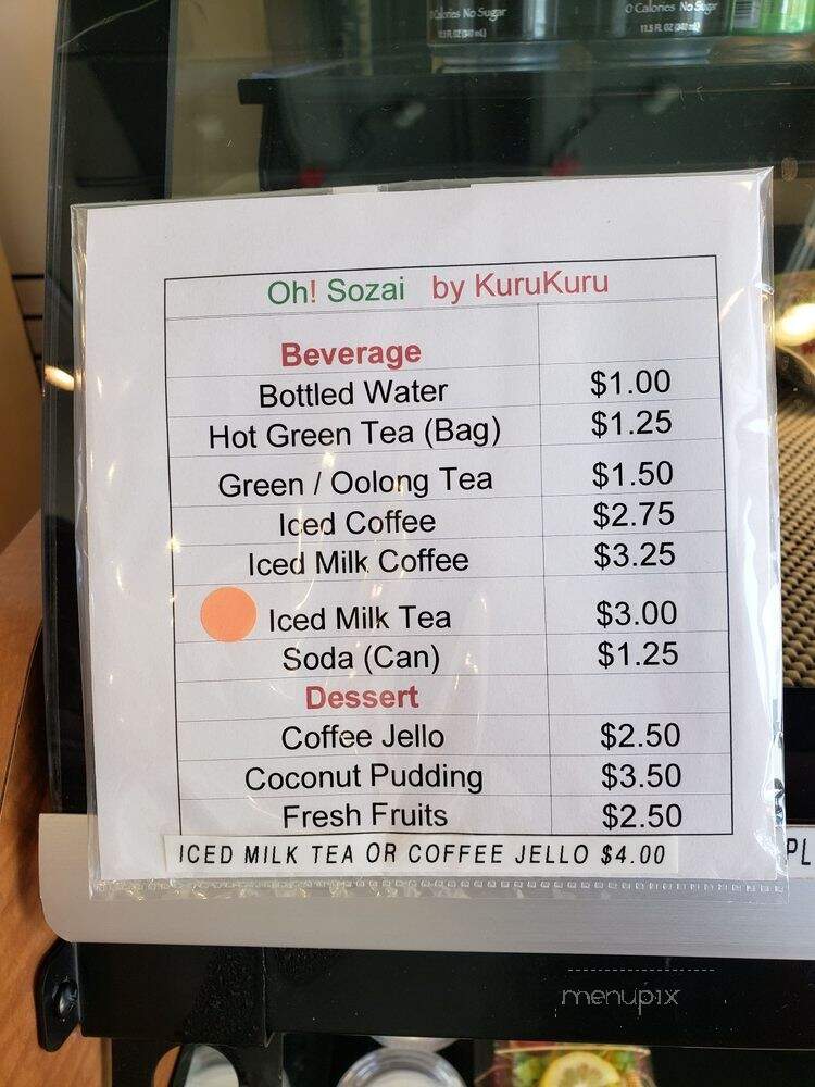 Oh! Sozai by KuruKuru - Honolulu, HI menu_pic