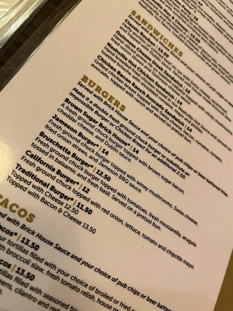 Olde Brick House - Saint Cloud, MN menu_pic