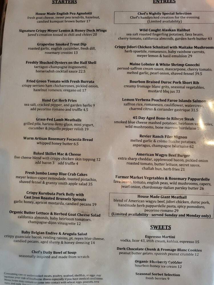 Olea Cellar Craft Cook. - Newport Beach, CA menu_pic