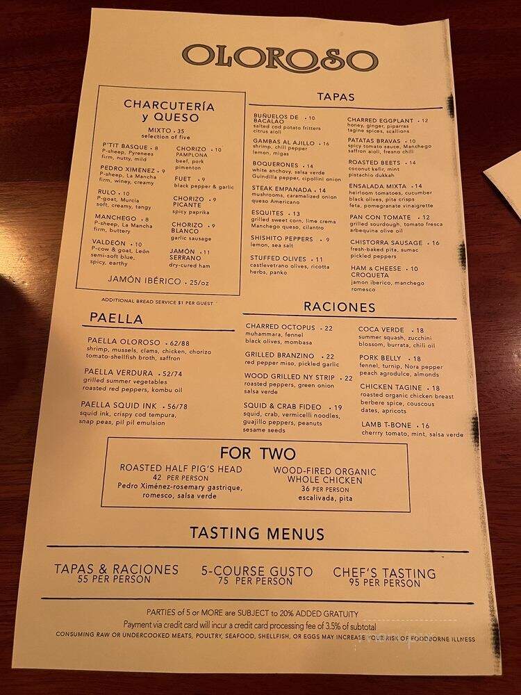 Oloroso - Philadelphia, PA menu_pic
