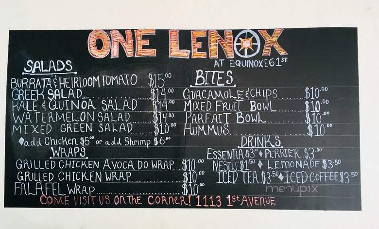 One Lenox - New York, NY menu_pic