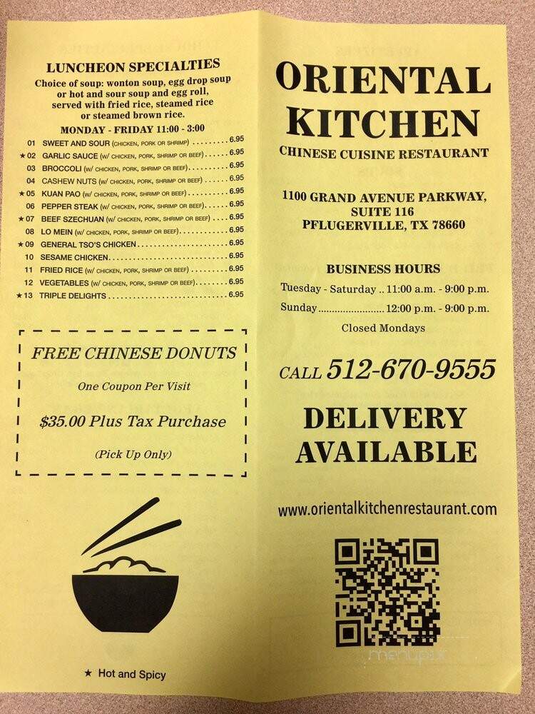 Oriental Kitchen - Pflugerville, TX menu_pic