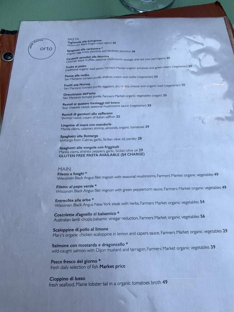 Orto Santa Monica - Santa Monica, CA menu_pic