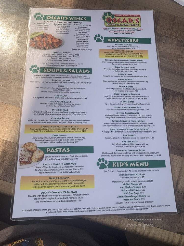 Oscar's Pizza & Wings Carryout - Omaha, NE menu_pic