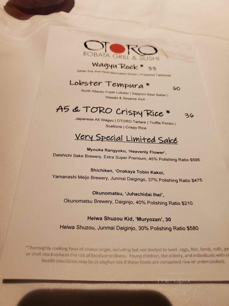OTORO Robata Grill & Sushi - Las Vegas, NV menu_pic