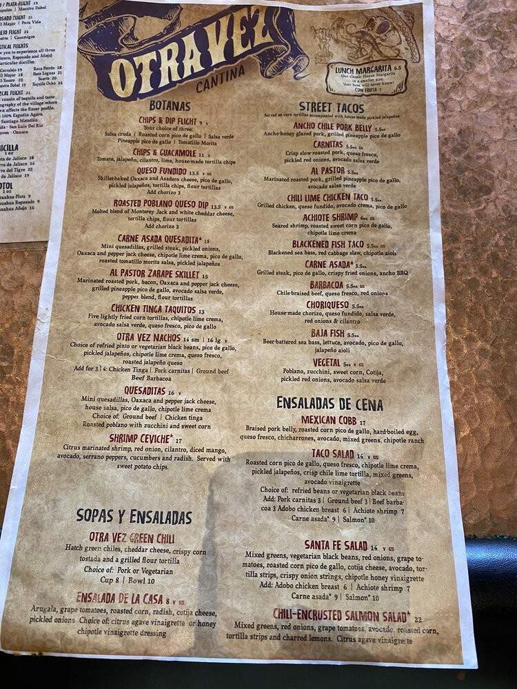 Otra Vez Cantina - Denver, CO menu_pic