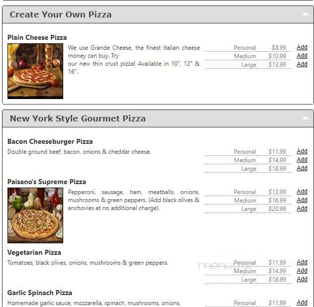 Paisano's Pizza - Lorton, VA