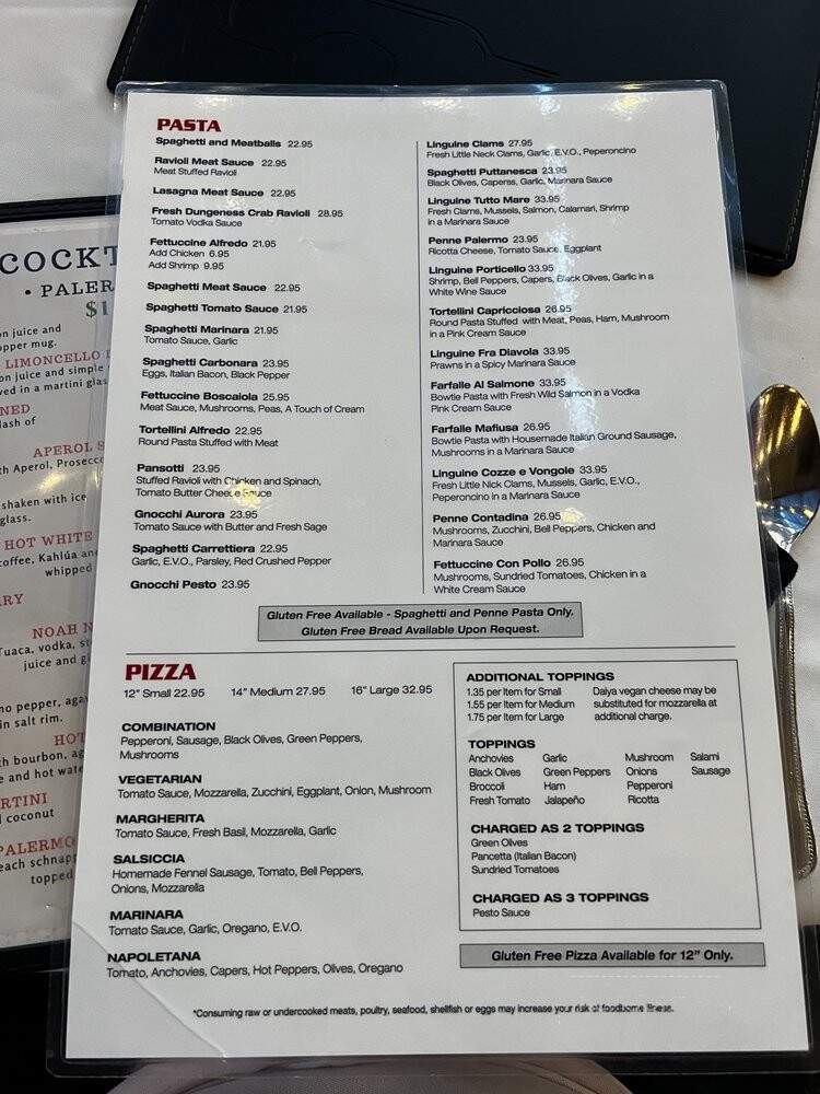 Palermo Restaurant - San Jose, CA menu_pic