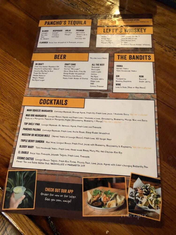 Pancho & Lefty's - Nashville, TN menu_pic