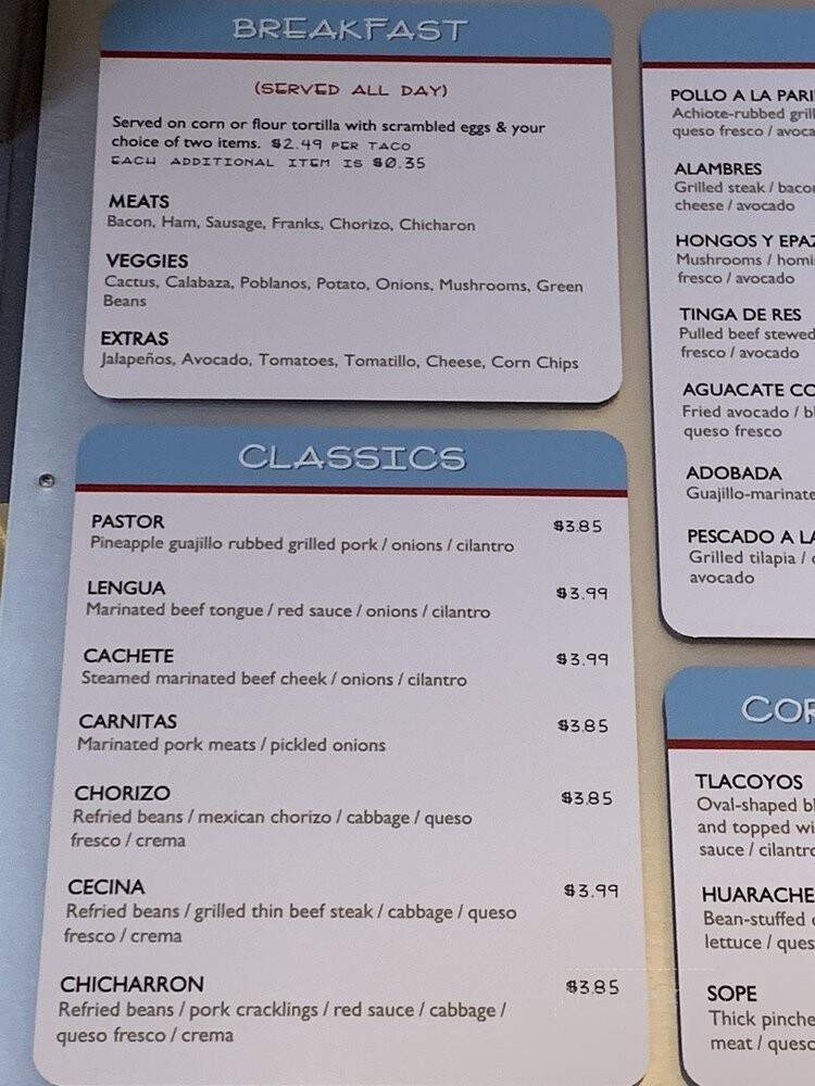 Papalote Taco House - Austin, TX menu_pic
