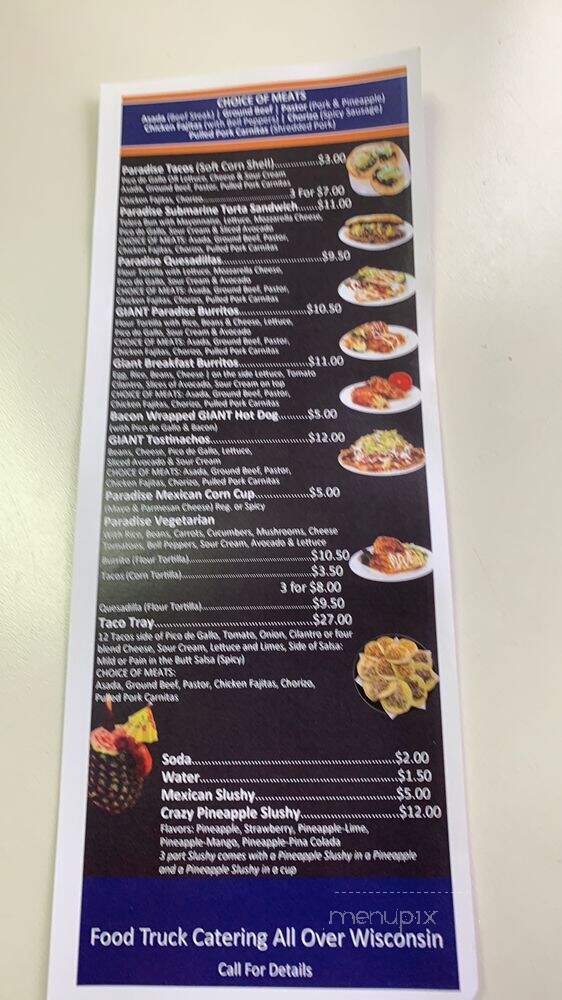 Paradise Food - Manitowoc, WI menu_pic