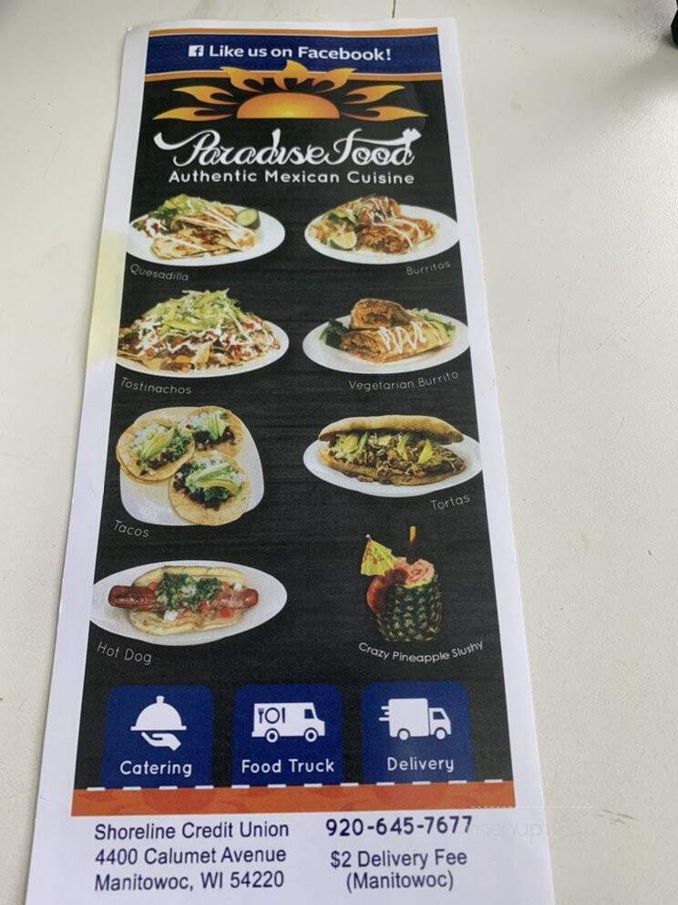Paradise Food - Manitowoc, WI menu_pic