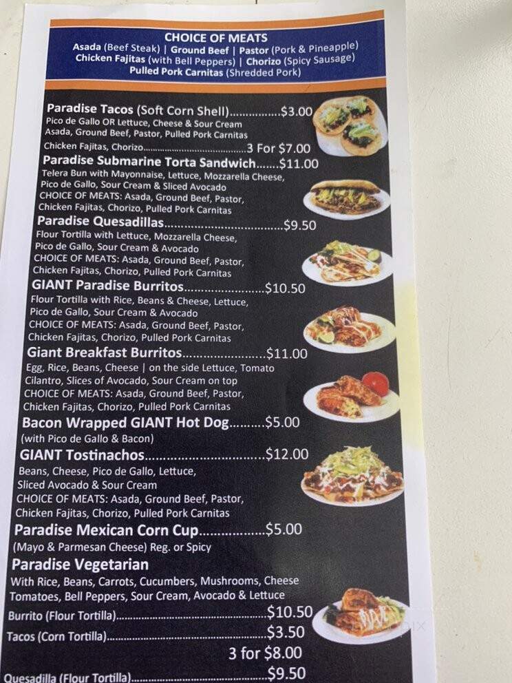 Paradise Food - Manitowoc, WI menu_pic
