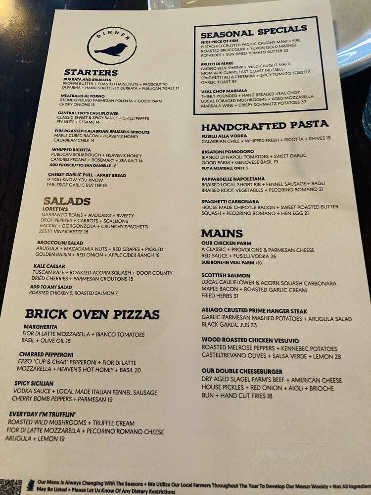 Passero - Arlington Heights, IL menu_pic