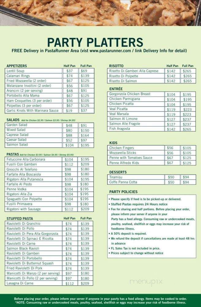 PastaRunner - Miami, FL menu_pic