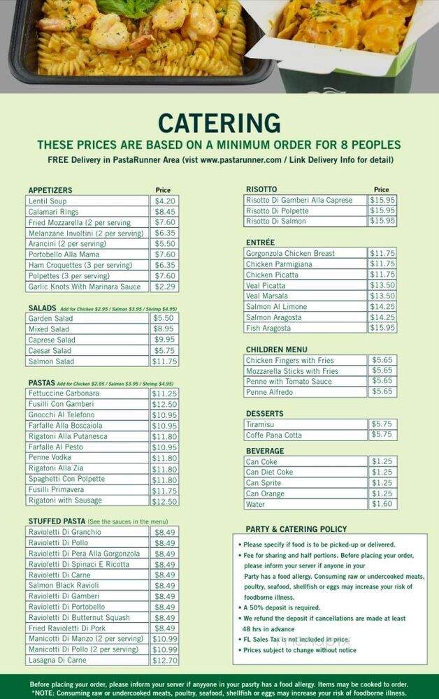 PastaRunner - Miami, FL menu_pic