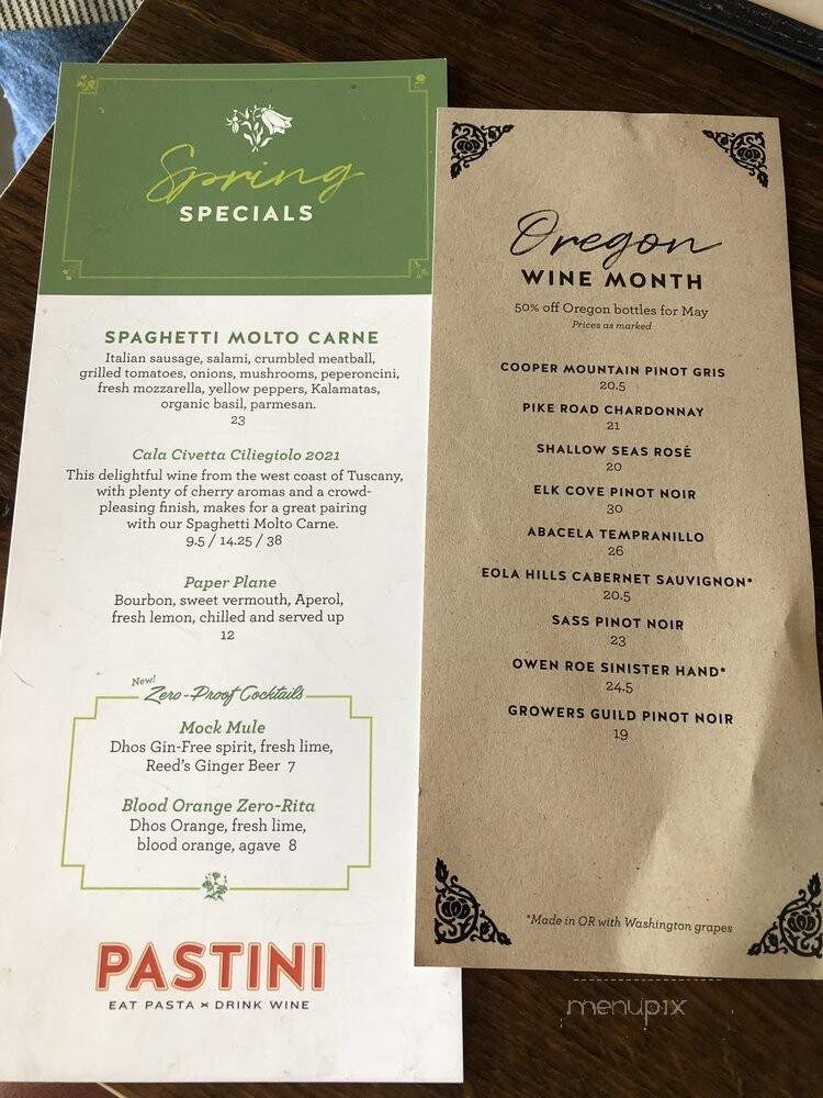 Pastini - Eugene, OR menu_pic