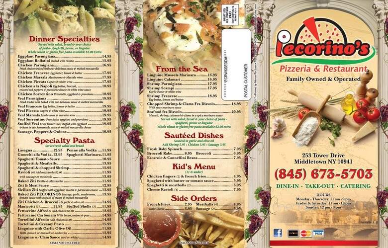Pecorinos Pizzeria & Restaurant - Middletown, NY menu_pic