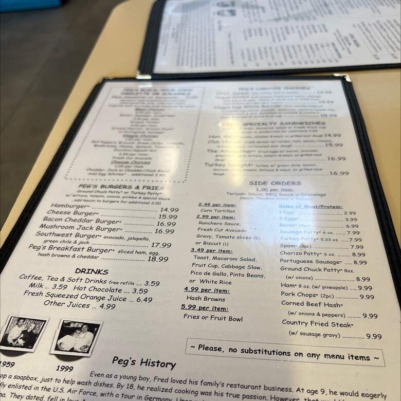 Peg's Glorified Ham & Eggs - Reno, NV menu_pic