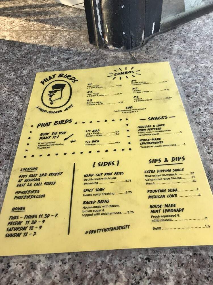 Phat Birds - East Los Angeles, CA menu_pic