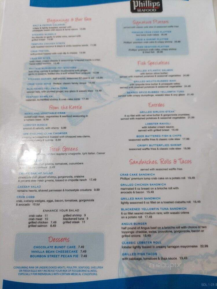 Phillips Seafood - Windsor Locks, CT menu_pic