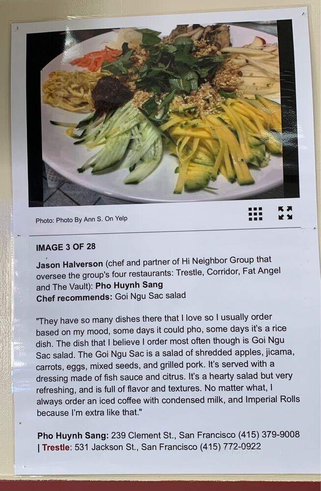 Pho Huynh Sang - San Francisco, CA menu_pic