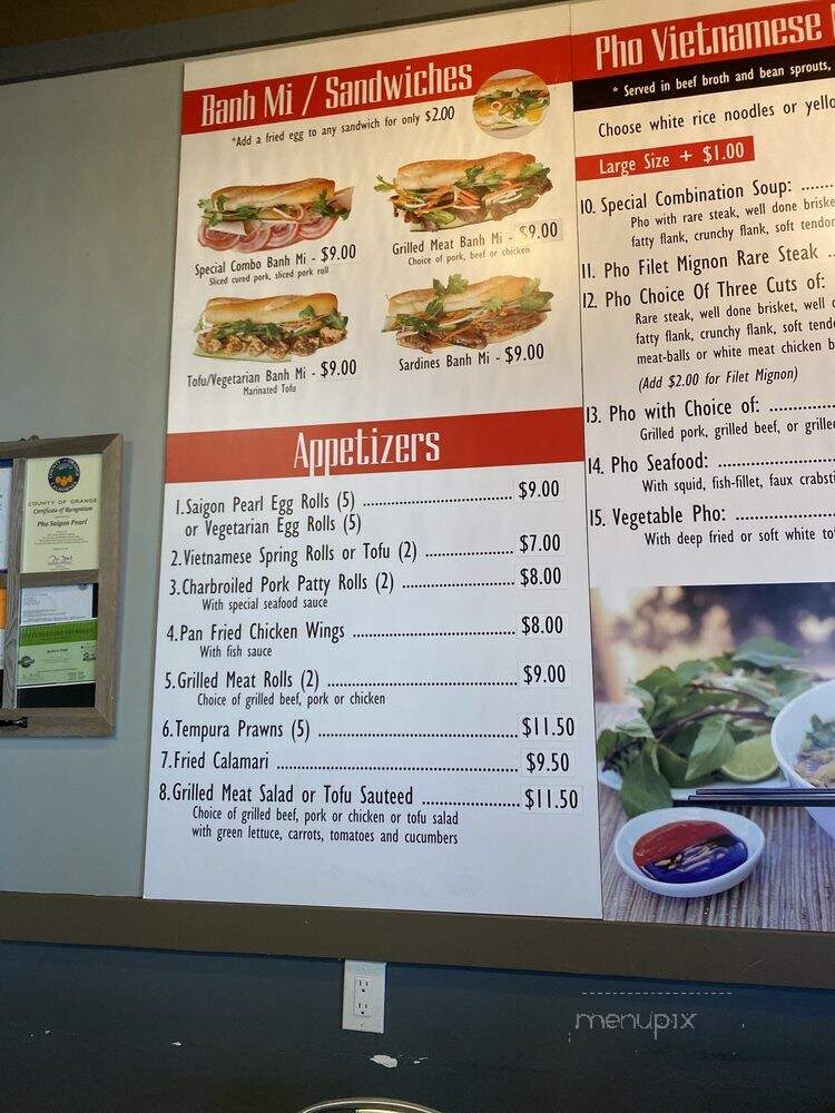Pho Saigon Pearl - Costa Mesa, CA menu_pic