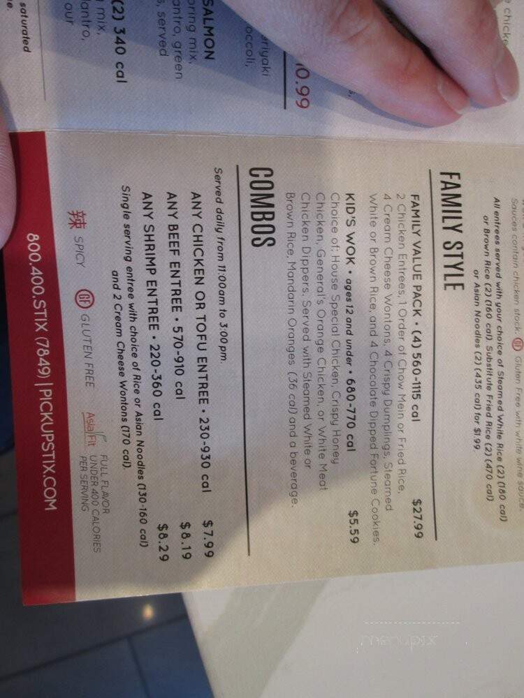 Pick Up Stix Fresh Asian Flavors - Glendora, CA menu_pic