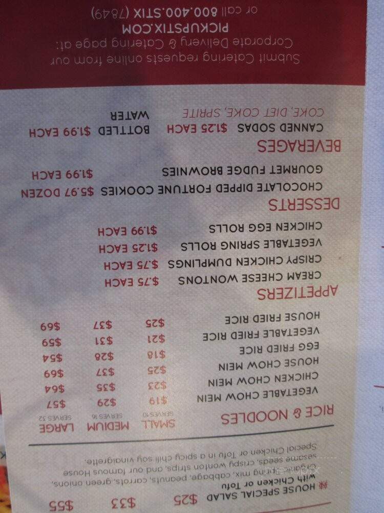 Pick Up Stix Fresh Asian Flavors - Glendora, CA menu_pic