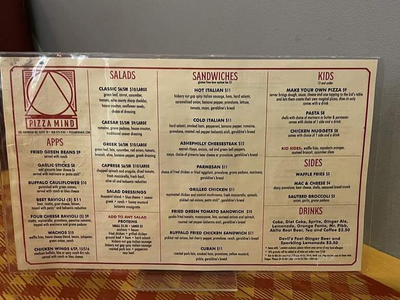 Pizza Mind - Asheville, NC menu_pic