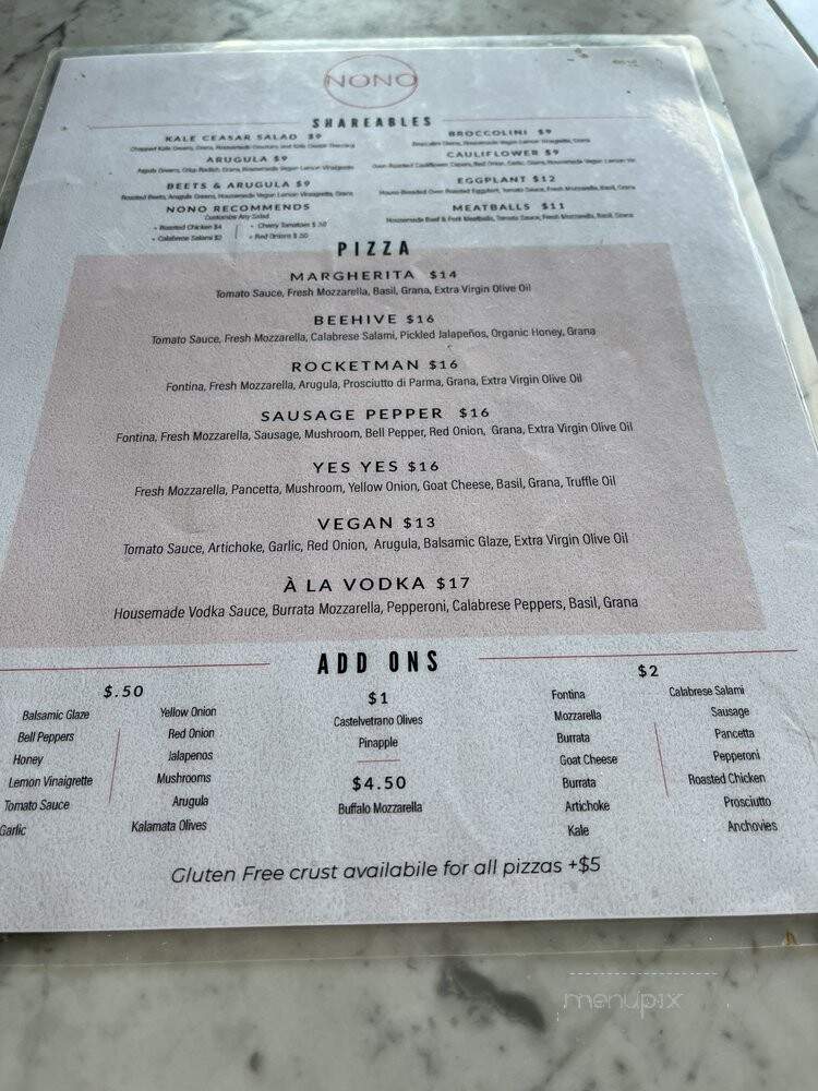 Pizza Nono - Salt Lake City, UT menu_pic