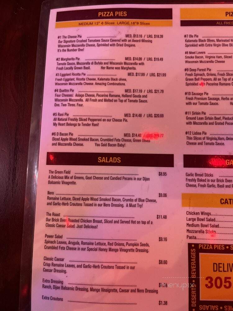 Pizza Onne - Miami, FL menu_pic