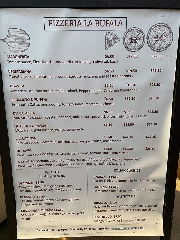 Pizzeria La Bufala - Santa Cruz, CA menu_pic