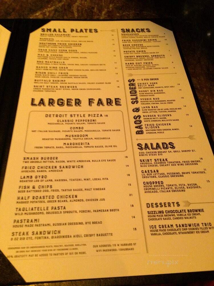 Point & Feather - Chicago, IL menu_pic