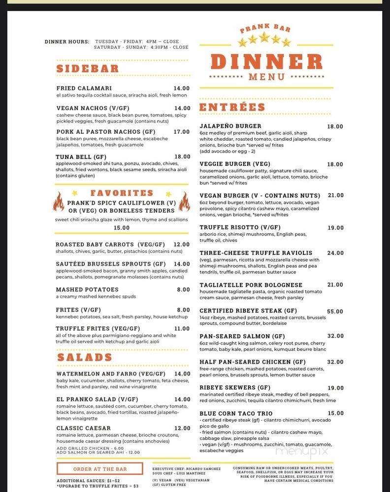 Prank - Los Angeles, CA menu_pic