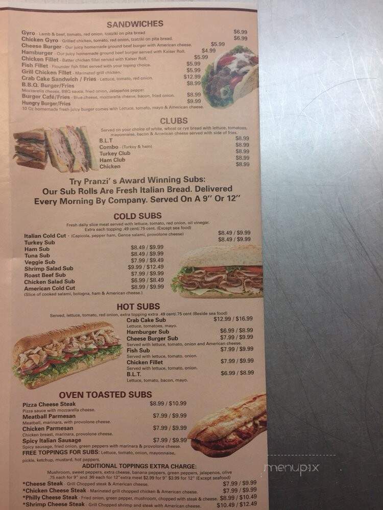 Pranzi Pizza - Middle River, MD menu_pic