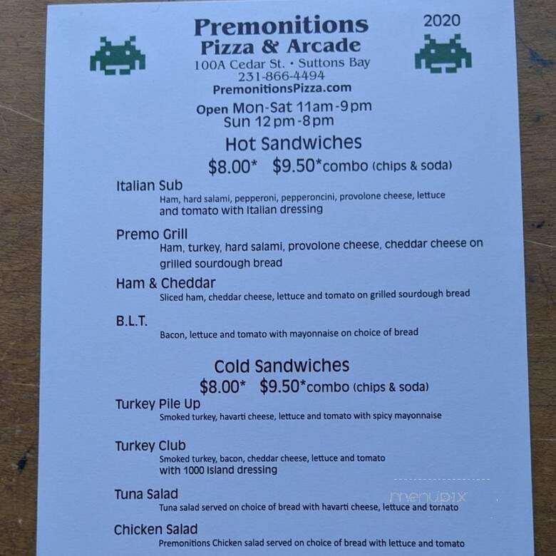 Premotions Pizza - Suttons Bay, MI menu_pic