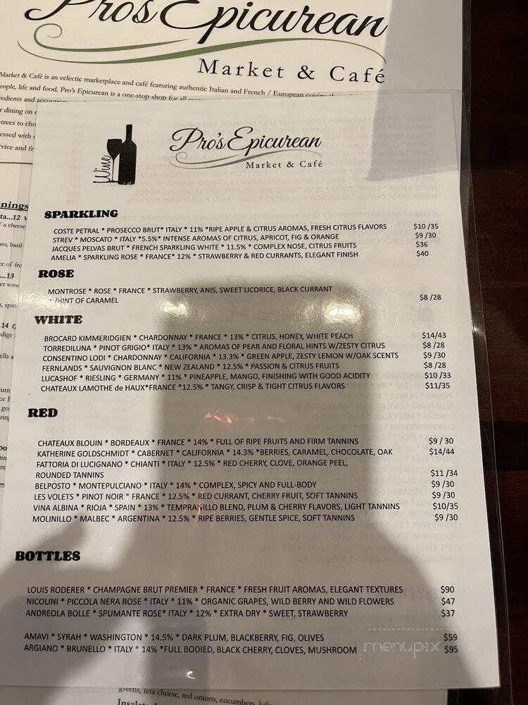 Pro's Epicurean Market & Cafe - Cary, NC menu_pic