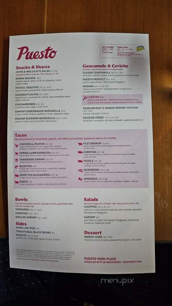 Puesto Park Place - Irvine, CA menu_pic