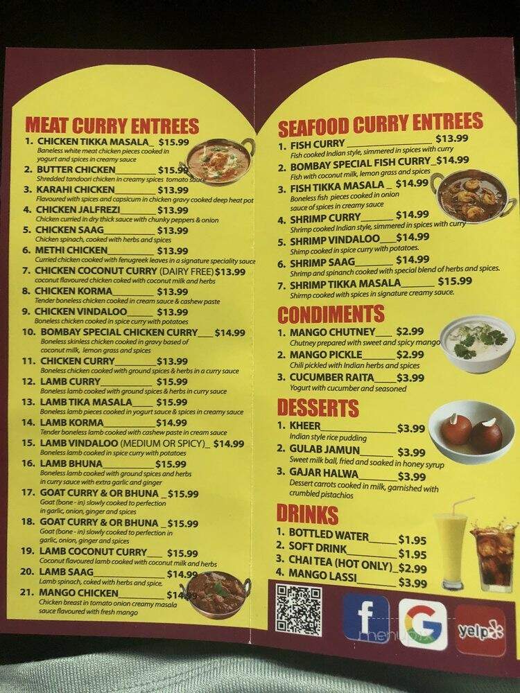 Quality of Bombay - Los Angeles, CA menu_pic