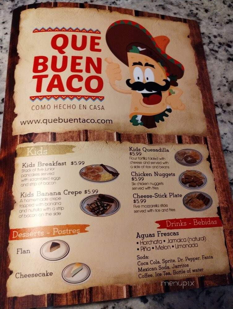 Que Buen Taco - Dallas, TX menu_pic