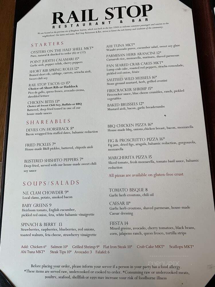 Rail Stop Restaurant & Bar - Brighton, MA menu_pic