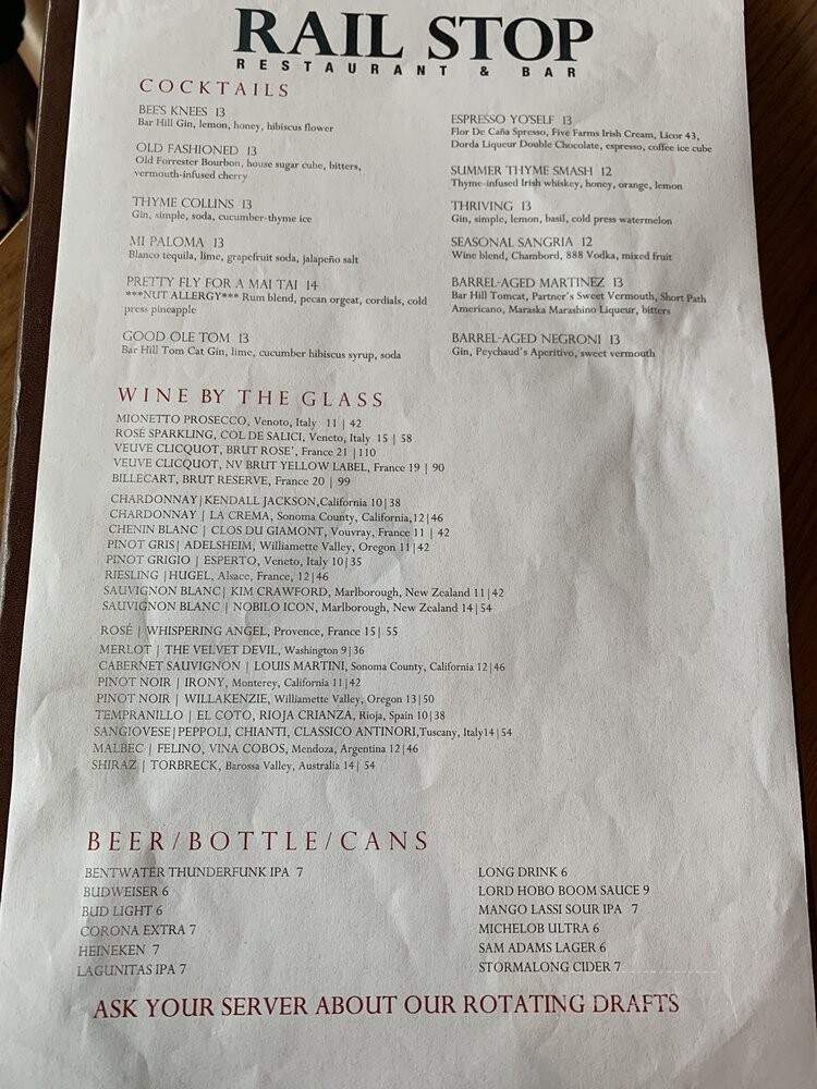 Rail Stop Restaurant & Bar - Brighton, MA menu_pic