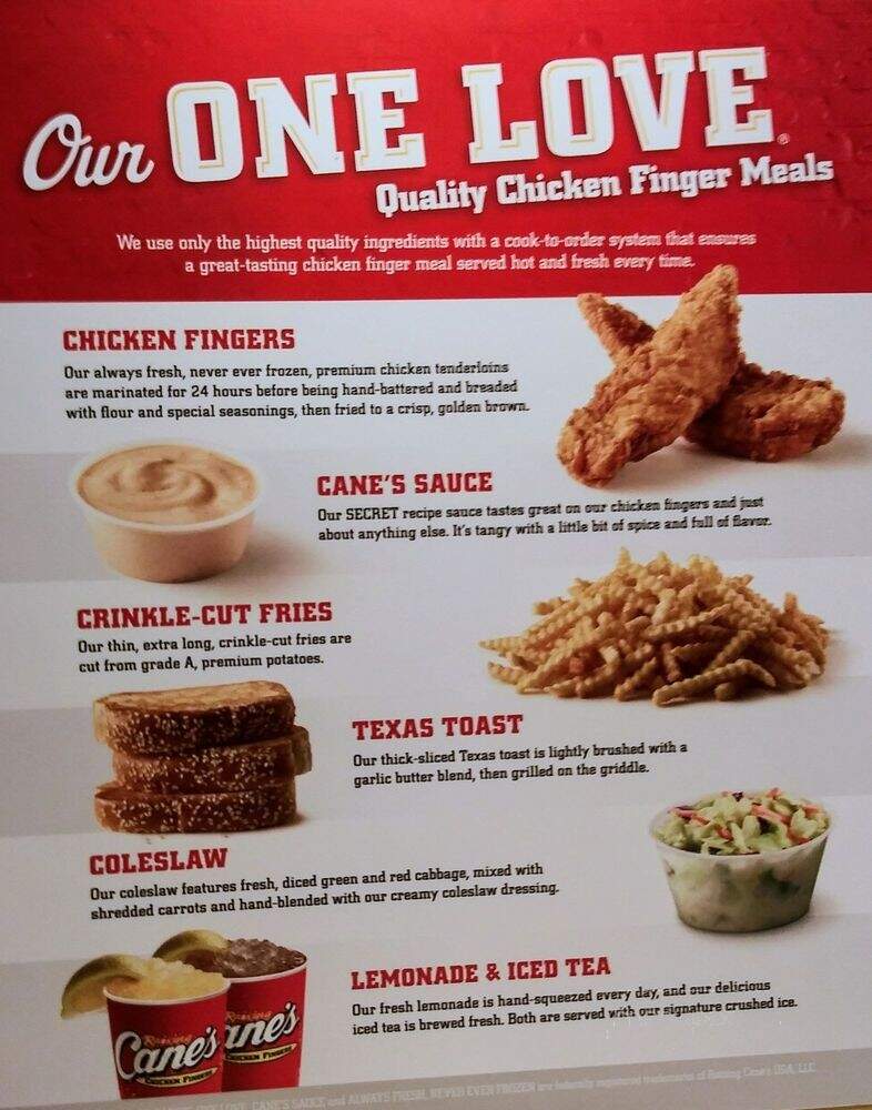 Raising Cane's Chicken Fingers - Centennial, CO menu_pic