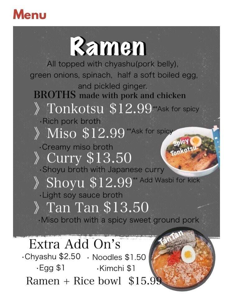 Ramen Sho - Boise, ID menu_pic