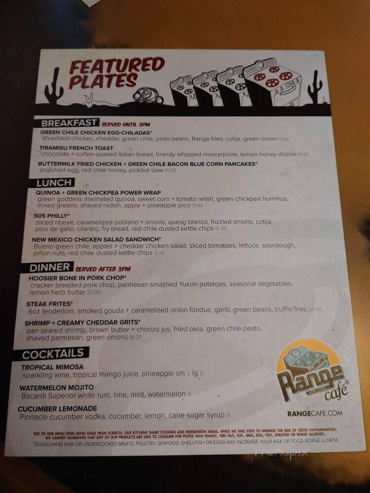 Range Cafe - Albuquerque, NM menu_pic