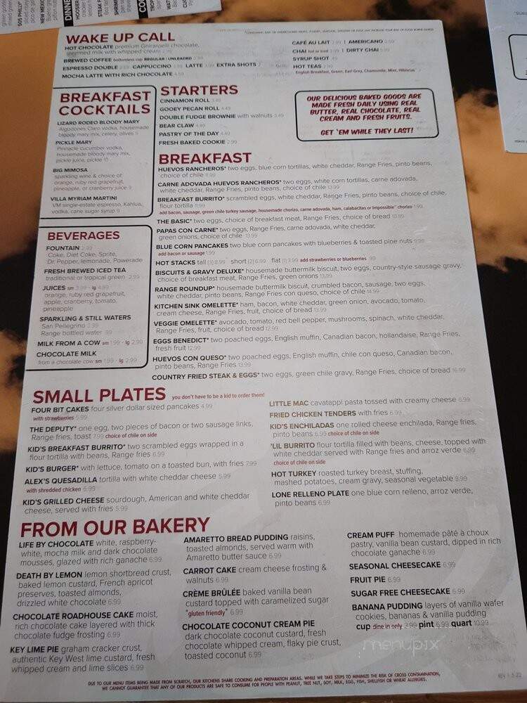 Range Cafe - Albuquerque, NM menu_pic