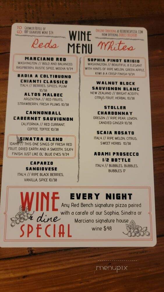 Red Bench Pizza - Boise, ID menu_pic
